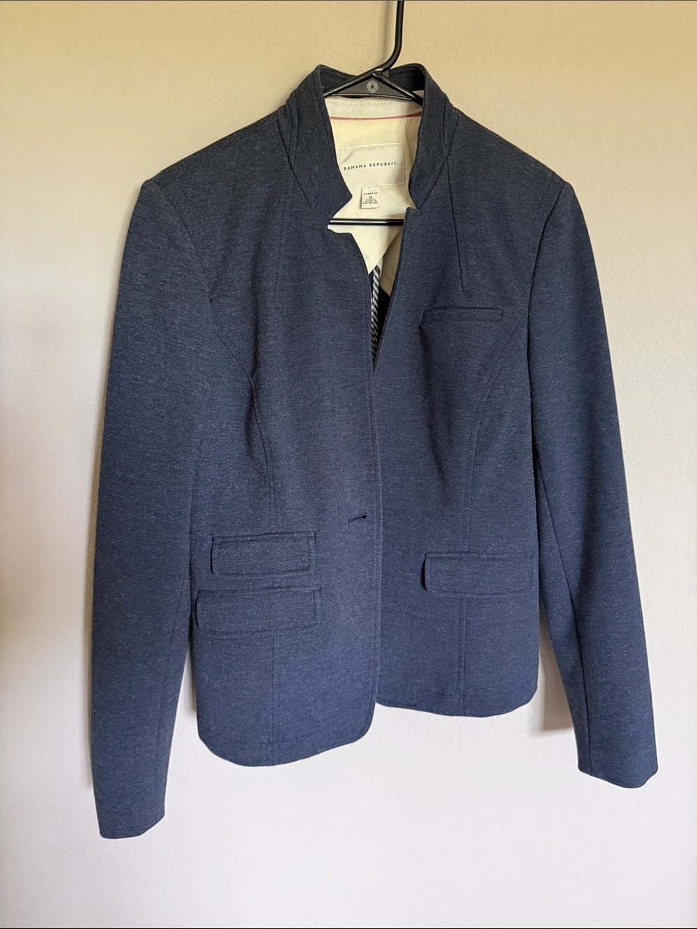 Banana Republic Women's Navy Collarless Structured Blazer